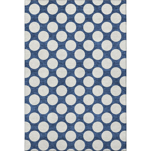 HomeRoots 9' X 12' Navy Blue Polka Dot Area Rug – Washable, UV-Protected, Durable & Stylish for Any Room 673236