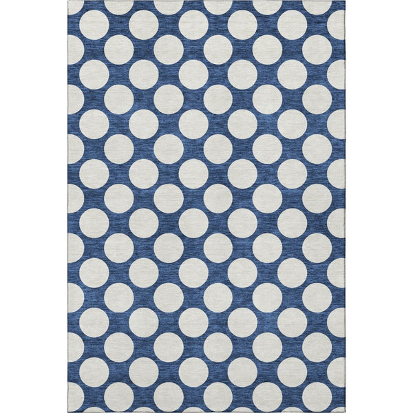 HomeRoots 9' X 12' Navy Blue Polka Dot Area Rug – Washable, UV-Protected, Durable & Stylish for Any Room 673236