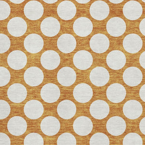 HomeRoots 5' X 8' Washable Orange & Ivory Polka Dot Area Rug - UV Protected, Stain Resistant, Kid-Friendly Decor 673239