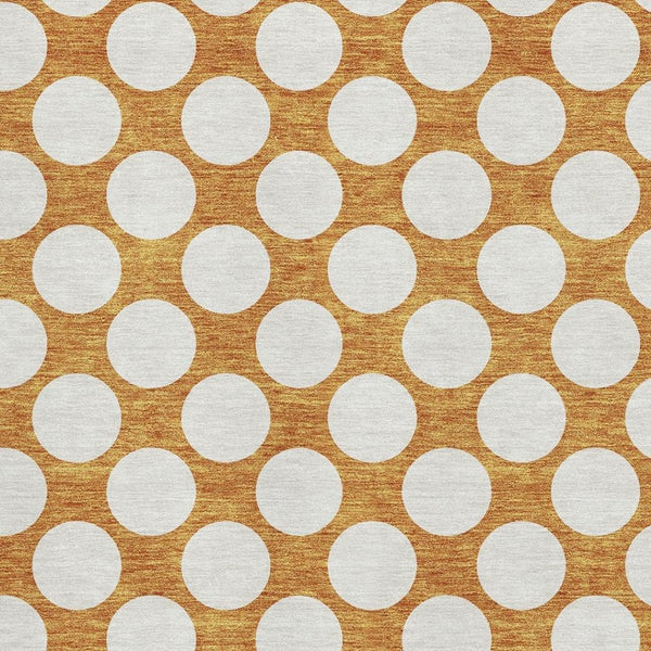 HomeRoots 5' X 8' Washable Orange & Ivory Polka Dot Area Rug - UV Protected, Stain Resistant, Kid-Friendly Decor 673239