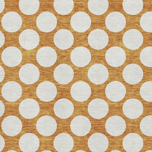 HomeRoots 8' X 10' Cheerful Orange & Ivory Polka Dot Washable Area Rug with UV Protection for High-Traffic Spaces 673241