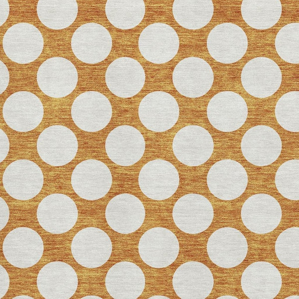 HomeRoots 8' X 10' Cheerful Orange & Ivory Polka Dot Washable Area Rug with UV Protection for High-Traffic Spaces 673241