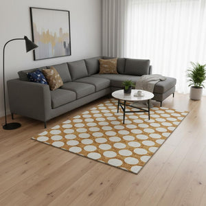 HomeRoots 9' X 12' Polka Dot Area Rug in Vibrant Orange & Ivory – Stain Resistant, UV Protected, Easy Care! 673242