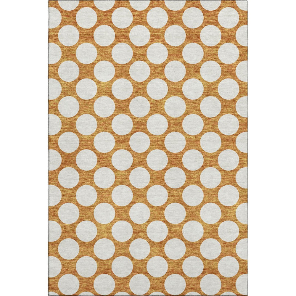 HomeRoots 9' X 12' Polka Dot Area Rug in Vibrant Orange & Ivory – Stain Resistant, UV Protected, Easy Care! 673242