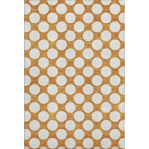 HomeRoots 10' X 14' Orange & Ivory Polka Dot Washable Area Rug – Stylish, Durable, UV Protected for Homes 673243