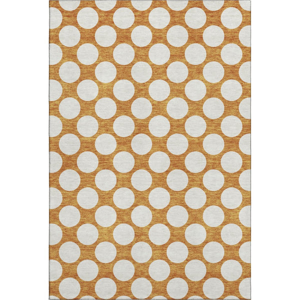 HomeRoots 10' X 14' Orange & Ivory Polka Dot Washable Area Rug – Stylish, Durable, UV Protected for Homes 673243