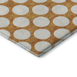 HomeRoots 10' X 14' Orange & Ivory Polka Dot Washable Area Rug – Stylish, Durable, UV Protected for Homes 673243