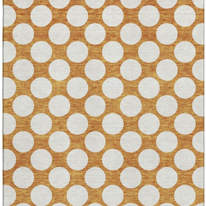 HomeRoots 10' X 14' Orange & Ivory Polka Dot Washable Area Rug – Stylish, Durable, UV Protected for Homes 673243