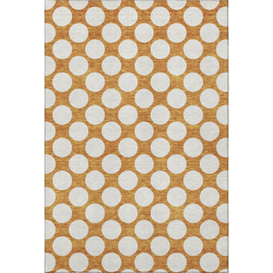 HomeRoots 10' X 14' Orange & Ivory Polka Dot Washable Area Rug – Stylish, Durable, UV Protected for Homes 673243