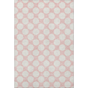 HomeRoots 5' X 8' Cheerful Pink & Ivory Polka Dot Washable Area Rug with UV Protection for Easy Care & Style 673245