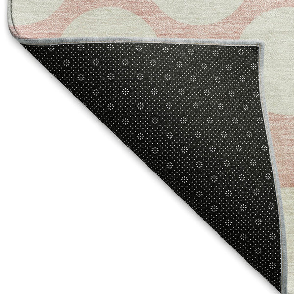 HomeRoots 8' Pink And Ivory Polka Dot Washable Round Rug - Stylish, Durable, Kid-Friendly Design for Any Room 673246