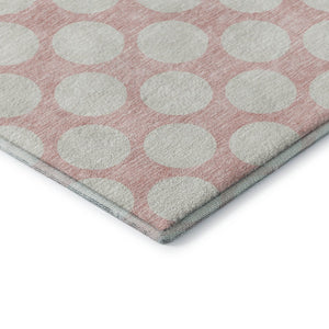 HomeRoots 8' Pink And Ivory Polka Dot Washable Round Rug - Stylish, Durable, Kid-Friendly Design for Any Room 673246