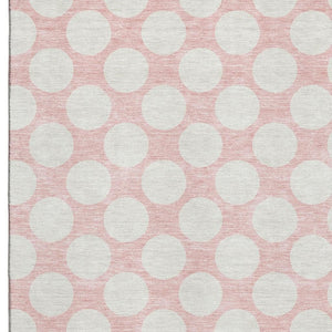 HomeRoots 8' X 10' Stylish Pink & Ivory Polka Dot Washable Area Rug with UV Protection for Family Spaces 673247
