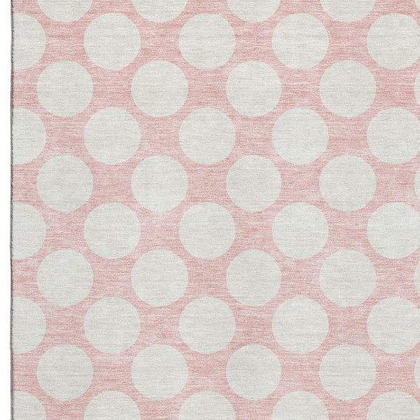 HomeRoots 8' X 10' Stylish Pink & Ivory Polka Dot Washable Area Rug with UV Protection for Family Spaces 673247