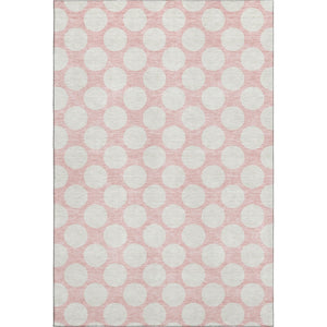 HomeRoots 9' X 12' Pink and Ivory Polka Dot Area Rug - Washable, UV-Protected, Durable, Stylish for Any Room 673248