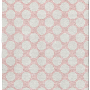 HomeRoots 10' Pink and Ivory Polka Dot Washable Area Rug - Durable, UV-Protected, Perfect for Playrooms & Living Spaces! 673249