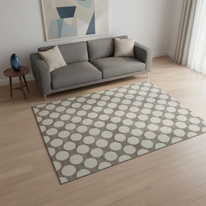 HomeRoots 5' X 8' Taupe & Ivory Polka Dot Area Rug – Stylish, Washable, UV-Protected & Durable for Families! 673251