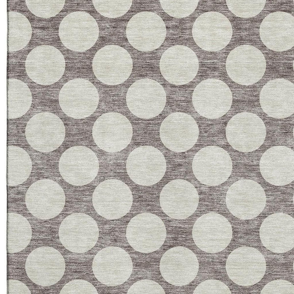 HomeRoots 5' X 8' Taupe & Ivory Polka Dot Area Rug – Stylish, Washable, UV-Protected & Durable for Families! 673251
