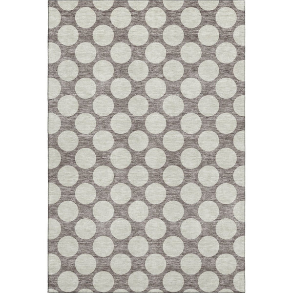 HomeRoots 9' X 12' Washable Taupe and Ivory Polka Dot Area Rug with UV Protection for Family-Friendly Spaces 673254