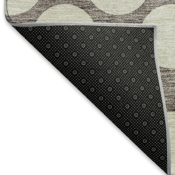 HomeRoots 9' X 12' Washable Taupe and Ivory Polka Dot Area Rug with UV Protection for Family-Friendly Spaces 673254