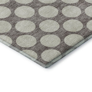 HomeRoots 9' X 12' Washable Taupe and Ivory Polka Dot Area Rug with UV Protection for Family-Friendly Spaces 673254