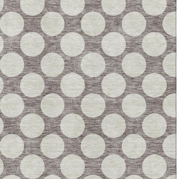 HomeRoots 9' X 12' Washable Taupe and Ivory Polka Dot Area Rug with UV Protection for Family-Friendly Spaces 673254
