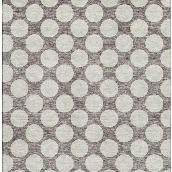 HomeRoots 9' X 12' Washable Taupe and Ivory Polka Dot Area Rug with UV Protection for Family-Friendly Spaces 673254