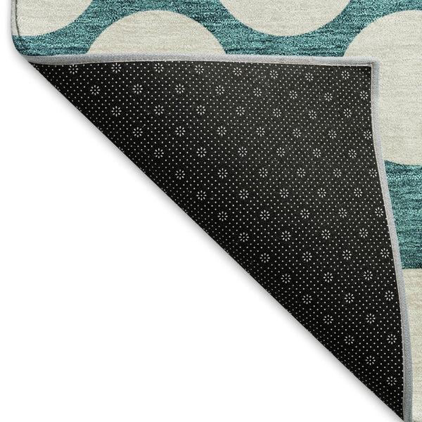 HomeRoots 10' X 14' Teal & Ivory Polka Dot Washable Area Rug - Durable, Stain-Resistant, UV Protected Design! 673261