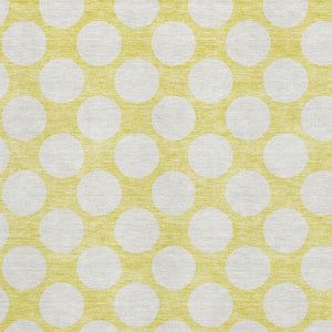 HomeRoots 5' X 8' Yellow and Ivory Polka Dot Area Rug - UV Protected, Washable, Kid & Pet Friendly Design! 673263