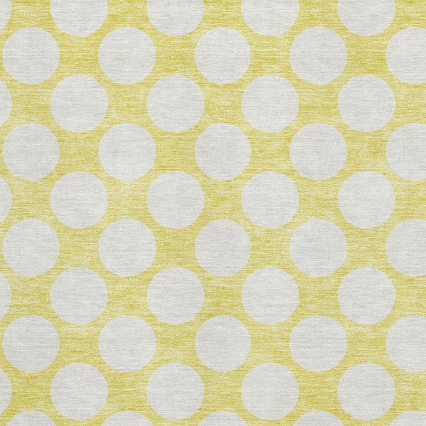 HomeRoots 5' X 8' Yellow and Ivory Polka Dot Area Rug - UV Protected, Washable, Kid & Pet Friendly Design! 673263