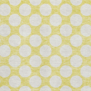 HomeRoots 8' X 10' Washable Yellow & Ivory Polka Dot Area Rug - Kid & Pet Friendly with UV Protection! 673265