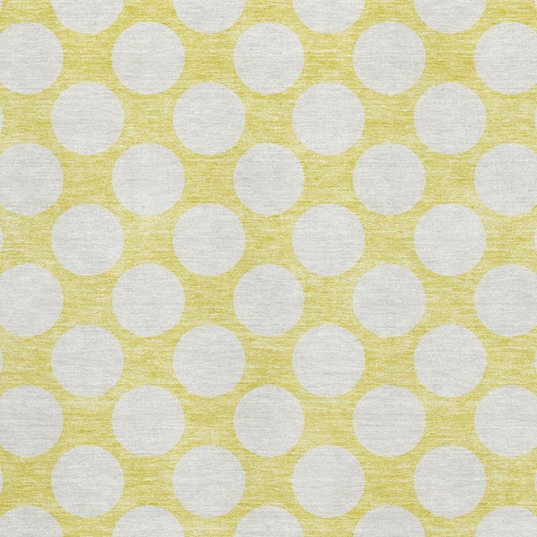 HomeRoots 8' X 10' Washable Yellow & Ivory Polka Dot Area Rug - Kid & Pet Friendly with UV Protection! 673265
