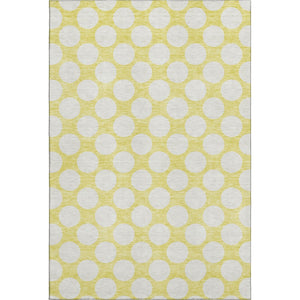 HomeRoots 9' x 12' Yellow and Ivory Polka Dot Area Rug - Durable, Washable, UV Protected for Busy Homes! 673266