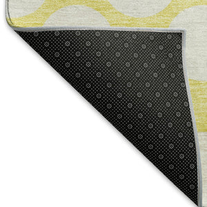 HomeRoots 9' x 12' Yellow and Ivory Polka Dot Area Rug - Durable, Washable, UV Protected for Busy Homes! 673266