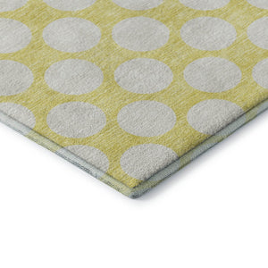 HomeRoots 9' x 12' Yellow and Ivory Polka Dot Area Rug - Durable, Washable, UV Protected for Busy Homes! 673266