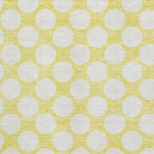 HomeRoots 9' x 12' Yellow and Ivory Polka Dot Area Rug - Durable, Washable, UV Protected for Busy Homes! 673266