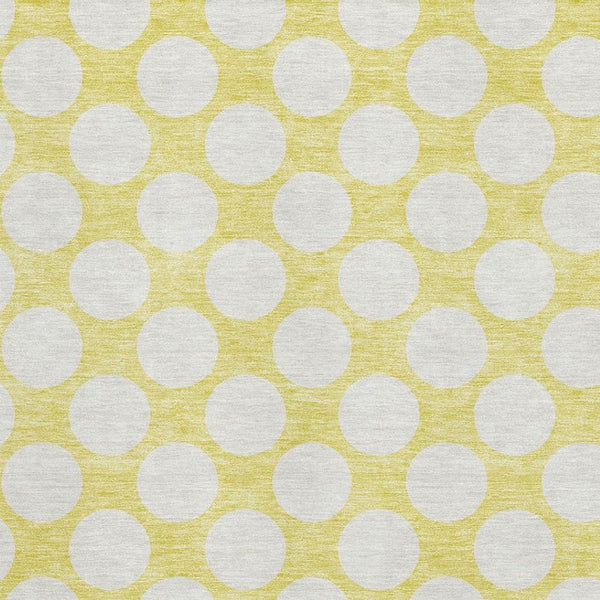 HomeRoots 9' x 12' Yellow and Ivory Polka Dot Area Rug - Durable, Washable, UV Protected for Busy Homes! 673266