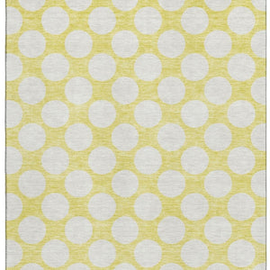 HomeRoots 9' x 12' Yellow and Ivory Polka Dot Area Rug - Durable, Washable, UV Protected for Busy Homes! 673266