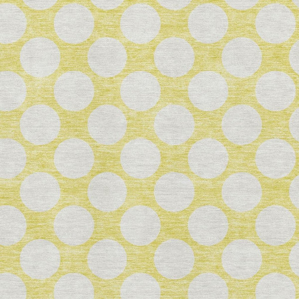 HomeRoots 10' Yellow & Ivory Polka Dot Washable Area Rug – UV Protected, Durable, Stain Resistant for Active Homes 673267