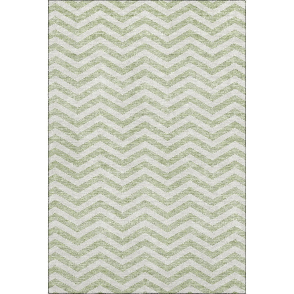 HomeRoots 5' X 8' Artichoke Green Chevron Washable Rug – Stylish, Durable, Pet-Friendly, UV Protected Design! 673269