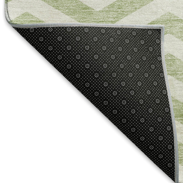 HomeRoots 5' X 8' Artichoke Green Chevron Washable Rug – Stylish, Durable, Pet-Friendly, UV Protected Design! 673269