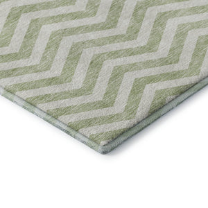 HomeRoots 5' X 8' Artichoke Green Chevron Washable Rug – Stylish, Durable, Pet-Friendly, UV Protected Design! 673269