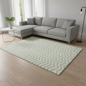 HomeRoots 8' X 10' Artichoke Green Chevron Area Rug – Washable, UV-Protected, Durable, Perfect for High-Traffic Spaces! 673271