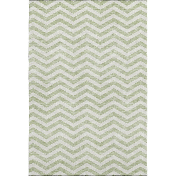 HomeRoots 8' X 10' Artichoke Green Chevron Area Rug – Washable, UV-Protected, Durable, Perfect for High-Traffic Spaces! 673271