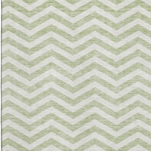 HomeRoots 8' X 10' Artichoke Green Chevron Area Rug – Washable, UV-Protected, Durable, Perfect for High-Traffic Spaces! 673271