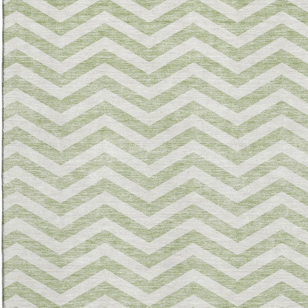 HomeRoots 8' X 10' Artichoke Green Chevron Area Rug – Washable, UV-Protected, Durable, Perfect for High-Traffic Spaces! 673271