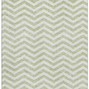 HomeRoots 8' X 10' Artichoke Green Chevron Area Rug – Washable, UV-Protected, Durable, Perfect for High-Traffic Spaces! 673271