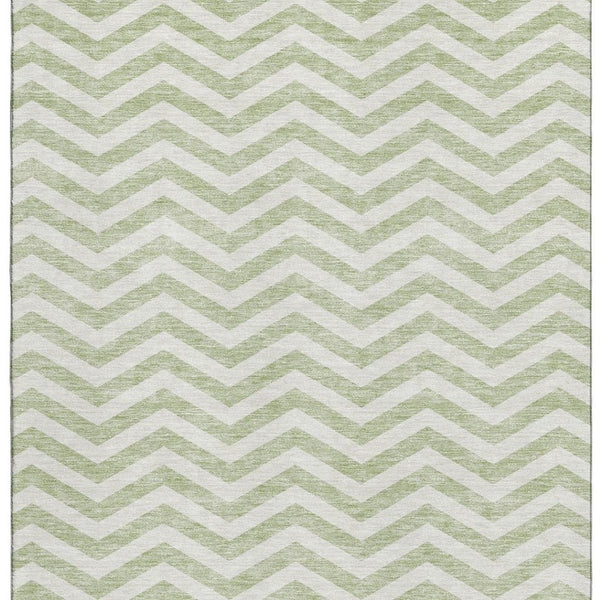 HomeRoots 8' X 10' Artichoke Green Chevron Area Rug – Washable, UV-Protected, Durable, Perfect for High-Traffic Spaces! 673271