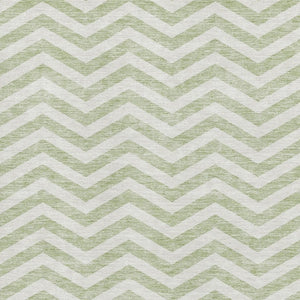 HomeRoots 10' Artichoke Green & Ivory Chevron Area Rug - Washable, UV-Protected, Durable for High-Traffic Spaces 673273