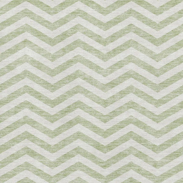 HomeRoots 10' Artichoke Green & Ivory Chevron Area Rug - Washable, UV-Protected, Durable for High-Traffic Spaces 673273